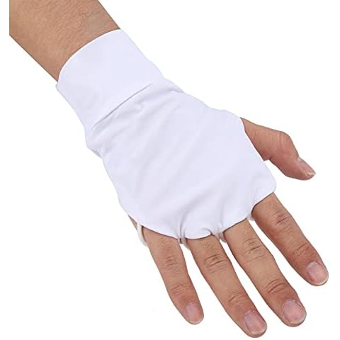 TeamSky Golf Gloves, Right Hand Golf Gloves, Fingerless Golf Gloves Ice Silk UV Protection Gloves for Men and Women, L Size, White Cover