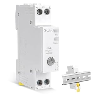 Smart WIFI 1P Zeitschaltuhr Hutschiene 16A mit Energieüberwachung – DIN Schienen Timer Schalter, App Steuerung Smart Life/Tuya, kompatibel mit Alexa & Google Assistant für Smart Home