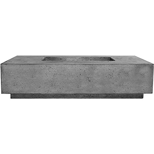 Prism Hardscapes Tavola 4 Concrete Gas Fire Pit (PH-408-4NG), Natural Gas, Pewter, 66x38-Inch