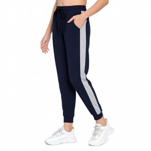 Image of BLUE STAR SHARK Women's Cotton Loopknit Track Pants | Comfortable Lounge Pants for Summer | Casual Pyjamas, Nightwear, Gym, Yoga, Sports, Running | Relaxed Fit Everyday Comfort