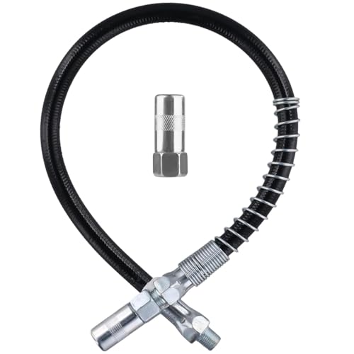18 Inch Spring Flex Hose Grease Gun Hose Max Working Pressure 10000 PSI Compatible with All 1/8 NPT Grease Gun