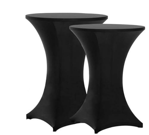 Frogetu 2 Stück Stretch Stehtisch Hussen,Stretch Hussen Stehtische 80 x 110 cm,Spandex Stretch Tischhussen,Elegante Waschbare Tischdecke,für Bar Geburtstagsfeier Hochzeit Bistrotische (Schwarz)