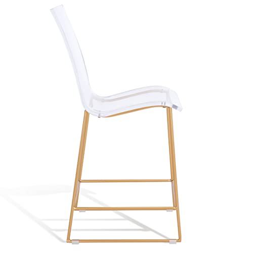Safavieh Couture Collection Bryant Acrylic 24-Inch Kitchen Island Breakfast Nook Counter Bar Stool, Clear/Gold #TOP4