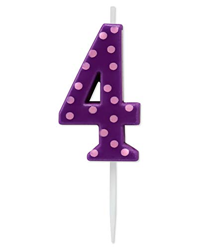 Papyrus Number 4 Birthday Candle, Purple Polka Dots (1-Count)