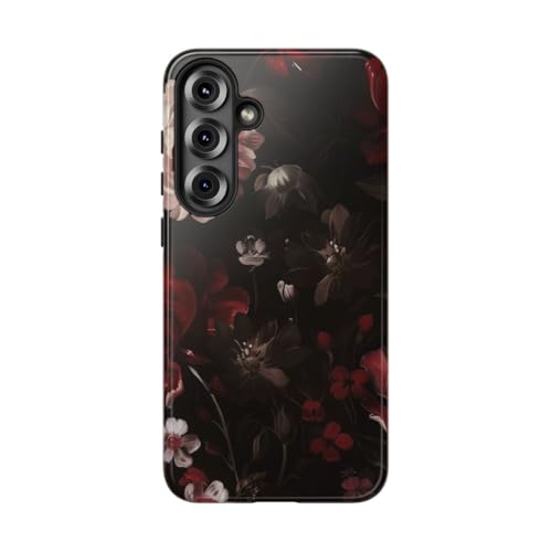 Coque Samsung S25 Plus florale noire rigide et brillante