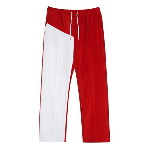 DGHM-JLMY Men's Sweatpants with Pockets Two-Color Patchwork Athletic Running Yoga Pants Drawstring Waist Straight Pants