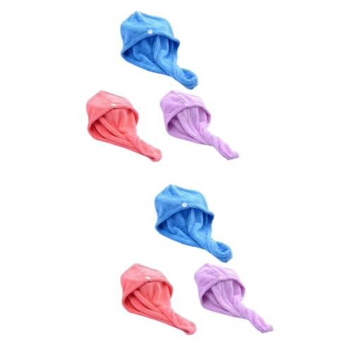 SaditY 6 pcs Cotton Hair Towel Hair Towel wrap Hair Drying Towel Quick Dry Hair Towel Absorbent Hair Cap Curly tee Towel Quick Drying Towel Water Absorption Shower Cap Curls Turban