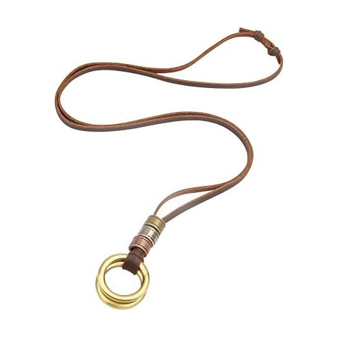 PULABO Vintage Eyeglass Strap Leather Sunglasses Neck Cord Holder Retainer Double Circles Necklace, Adjustable Sturdy and Practical Excellent Quality Cover