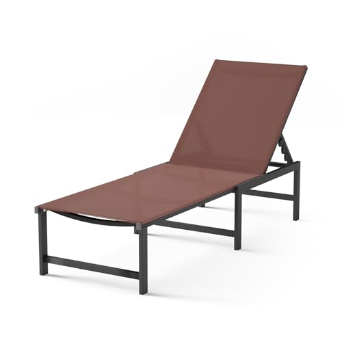WOAJNQO Aluminum Patio Chaise Lounge Chair Outdoor,Brown