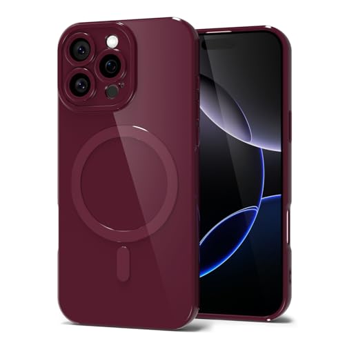 Coque Magsafe iPhone 16 Pro Max silicone bordeaux charge rapide