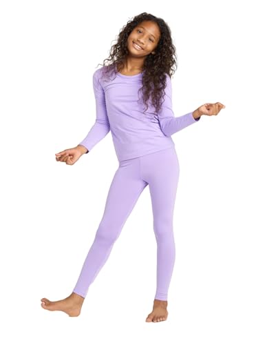 LAPASA Girls Thermal Underwear Set Fleece Lined Long John Base Layer Top Long Sleeves & Bottom Ski Winter Extreme Cold G03 4-5 Years Thermoflux G03: Light Purple V1