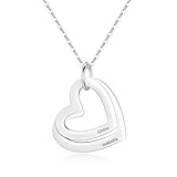 Personalized Multi Heart Necklace with Engrave 1,2, 3 or 4 Names on Heart Shaped Pendant, Made in the UK Gift for Her Mum Family Member Gift Box