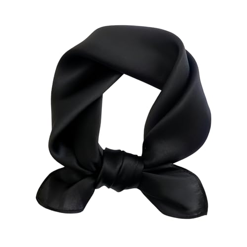 Image of DIPZO 21" Neck Scarf for Women, 100% Mulberry Silk Solid Scarf for Hair, Neck, Sleeping, Bags & Fashion Accessories, Black