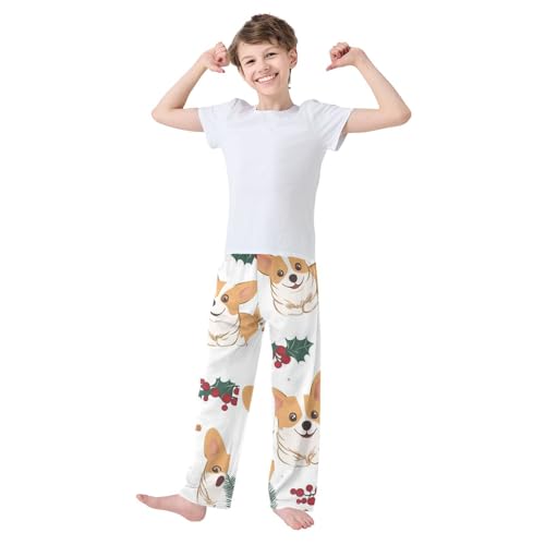 Corgi Dog Berry Boys Long Pants Soft Trousers Elastic Waist Kids Lounge Bottoms with Pockets S-XL2