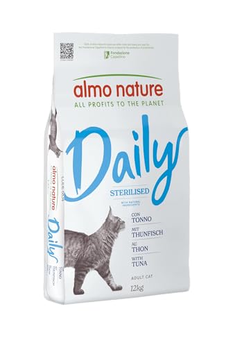 Almo Nature Daily Sterilised - Pienso para Gatos Esterilizados - Sabor Atún - Ayuda al Control de Peso, Bajo en Magnesio - Saco 12 kg