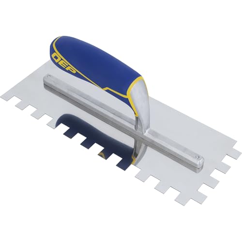 QEP Comfort Grip Stainless Steel Trowel Square-Notch...