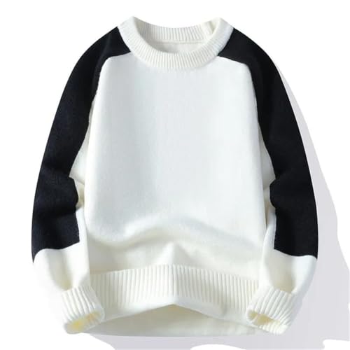 Men O-Neck Knitted Patchwork Pullovers Sweater3
