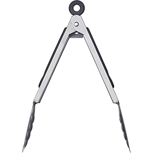 Westmark Grillzange + Servierzange, Mit Edelstahllaffen und gummierten Griffen, Länge: 20 cm, Rostfreier Edelstahl/Kunststoff, Classic Spezial Mini, Silber/Schwarz, 16232270