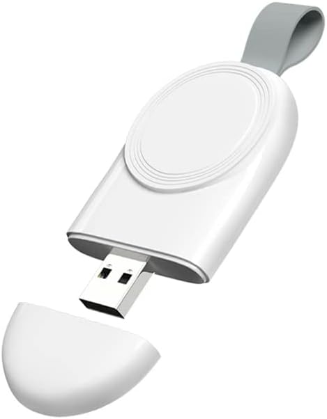 Mizi USB-A Charger for Apple Watch, Travel Car Charger, Portable USB Wireless Magnetic Fast Charging for Apple Watch Series 8/7 / SE / 6/5 / 4/3 / 2/1 - White