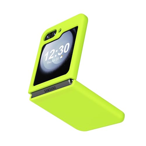 LoeoeL for Samsung Galaxy Z Flip 5 Phone Case Silicone, Fluorescent Neon Lime Green Bright Color Jelly Gel, Minimalist Ultra Thin Slim Matte TPU Soft Rubber Grip Girly Cute Summer Case for Women Girl