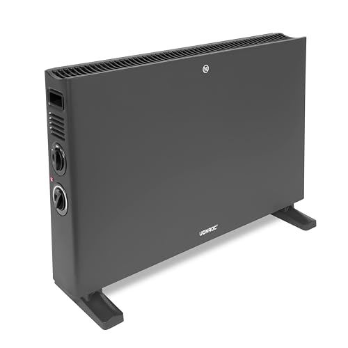 VONROC Convecteur 2000w Électrique Gris - Chauffe Jusqu'à 24m2, Ventilateur Turbo - 3 Positions de Chauffage, Thermostat Réglable, Protection Contre La Surchauffe - Convecteur 2000w Silencieux