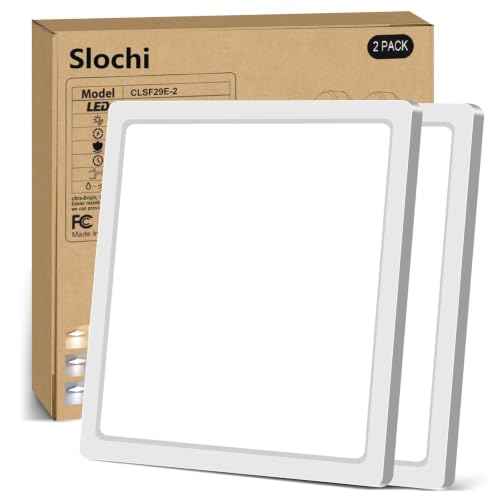 Image of slochi 2Pack LED Ceiling Light Ø29CM, 3000K/4000K/6500K 3 Color Temperature,Waterproof Bathroom Light, Modern Square LED Ceiling Lamp for Bedroom, Kitchen, Hallway, Outside Porch and More