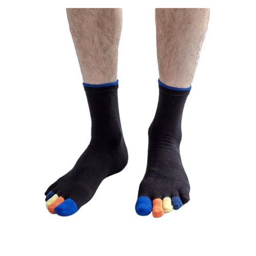 Calcetines 5 Dedos 5 Pares Hombres Cinco Dedos Calcetines Sólido Transpirable Algodón Negocios Colorido Dedo Dedo Calcetines, 5 pares negros, 39
