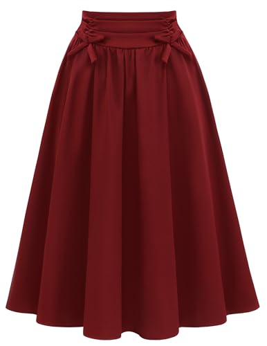 Wedtrend Wedtrend Midi Vintage Pleated Work Office Skirt for Women with Pockets
