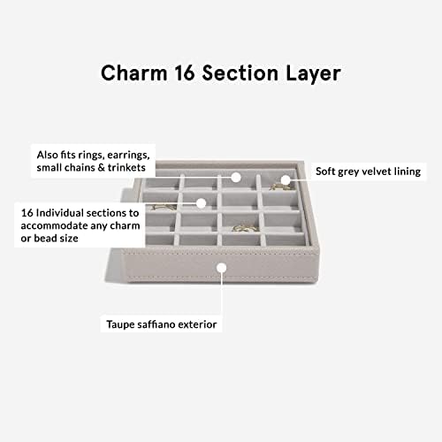Stackers Set of 2 Taupe Charm Jewellery Box with Champagne Gold Fitting