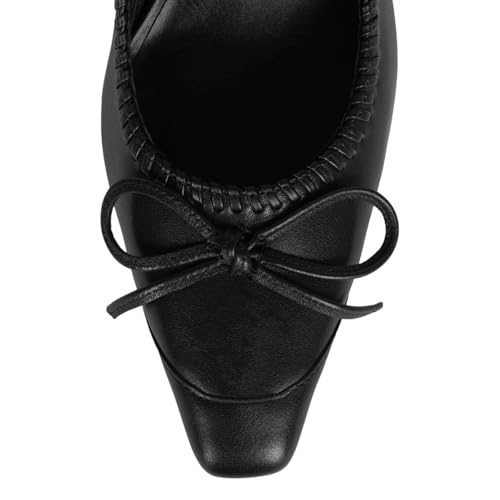 YDN Women's Square Toe with Bowknot Mary Janes High Chunky Block Heels with Buckled Strap Party Prom Wedding Dress Pumps Shoes Size 4-16 US3