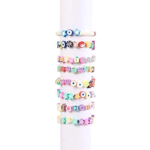 Image of Ambitieux DIY Bracelet Making Kit for Girls - 12 Types Colorful Beads with Charms, Elastic Thread, Earrings, Clasps & Rings - Jewellery Craft Kit for Kids, Birthday Return Gift, Rakhi Special Set for 2 3 4 5 6 7 8 9 10 years (Rubber beads)