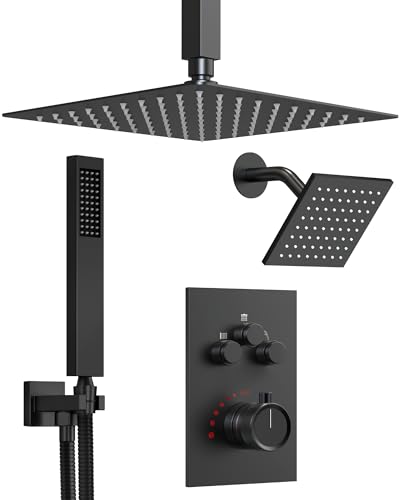 Dual Rainfall Shower System with Handheld Sprayer
