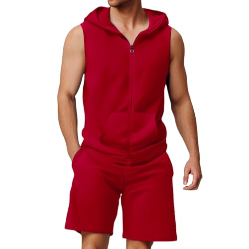 Ensemble de sport sans manches homme avec short fermeture éclair été - 3