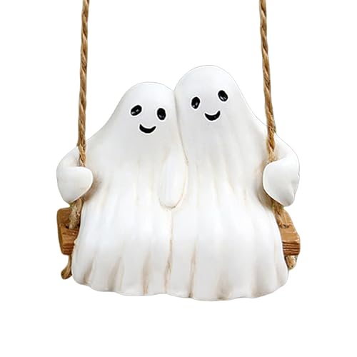 Celuicion Decoración del espíritu - Decoración de Halloween limpia, figuras de resina resistentes a la intemperie, lindos pares para asas, ramas de jardín y espejos retrovisores