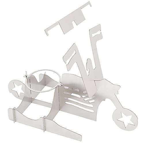 Soporte para Pollo en Forma de Motocicleta, Rejilla para Asar Barbacoa con Anillo para Lata de Cerveza para Asar Pollo, Pavo, Pato y Ganso, Acero Inoxidable, Apto para