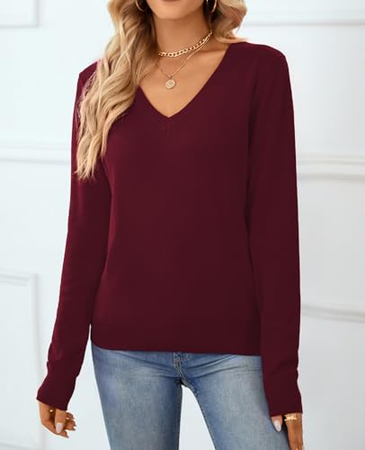 Image of QUALFORT Women's 100% Cotton Sweater, Basic Lightweight Long Sleeve Pullover