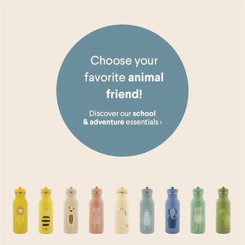 Trixie Baby Trinkflasche aus Edelstahl, 350ml/500ml, Auslaufsicher, mit Tragekordel, Schlanke Form für Kleine Hände, Bruchsicher, ab 3 Jahren (Mrs. Elephant, 500ml)