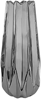 Silver Ceramic Flower Vase Modern Geometric Design 30cm Decorative Vase Ornament