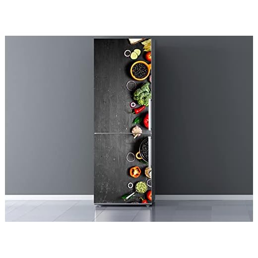 Oedim Vinilo para Frigorífico Dibujo Verdura 185x60cm | Adhesivo Resistente y Económico | Pegatina Adhesiva Decorativa de Diseño Elegante