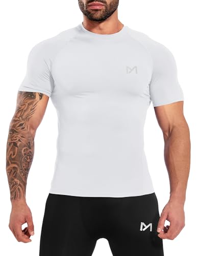 MEETYOO Kompressionsshirt Herren,Funktionsshirt Kurzarm Fitnessshirt Männer Sportshirt Atmungsaktiv Laufshirt für Laufen Jogging Sportshirt Turnhalle