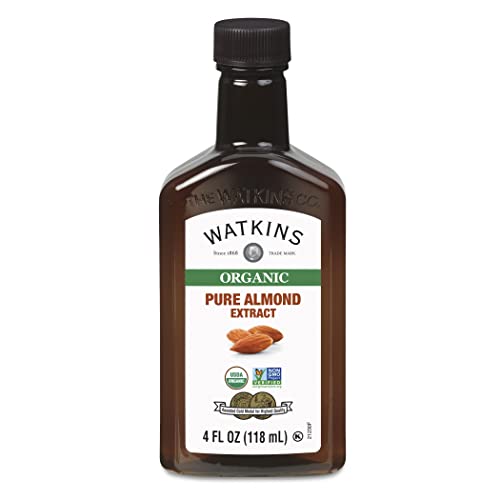 Watkins Organic Pure Almond Extract, Non-GMO, Kosher, 4 oz. Bottle, 1-Pack