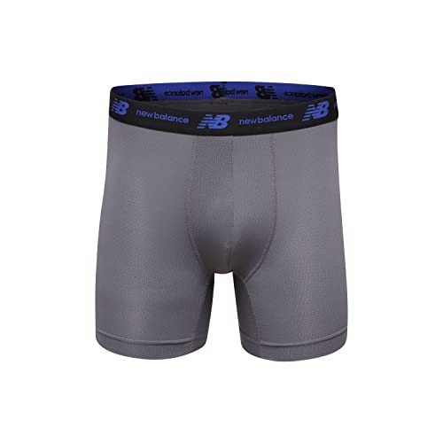 New Balance Men's Mesh 5" No Fly Boxer Brief, Athletic Compression Underwear (3-Pack), Lead/Team Navy/Black, Medium2