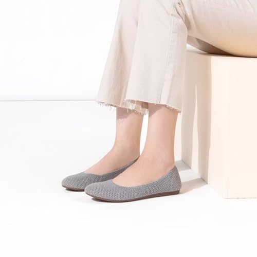 Image of Frank Mully Women's Ballet Flat Shoes Knit Dress Shoes Round Toe Slip On Ballerina Flats for Woman Low Wedge Comfort Soft