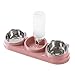 KiBcsLic Triple Cat Bowls Raised Cat Dish Pet Feeder Food and Water Bowls Set for Small Dogs, Pink