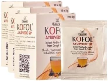 Ayurvedic Sip | Instant Sugar-Free Kadha for Cough, Cold & Sore Throat | Natural Immunity Booster Kadha with Ayurvedic Herbs | Tasty Hot Sip for Seasonal Flu Relief โ 10 Sachets (Pack of 3)