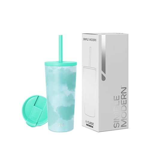 Image of Simple Modern Classic Tumbler with Straw Lid | Insulated Iced Coffee Cup Reusable Stainless Steel Water Bottle Travel Mug | Gifts for Women Men Her Him | 20oz | Ocean Tide