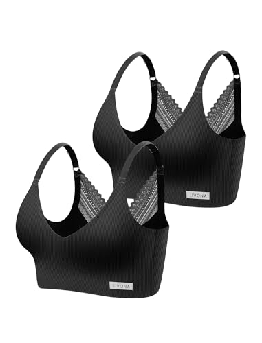 Image of Livona Wireless Bras for Women - Comfort Bralettes with Support Adjustable Seamless Sports Bras Lace Cami Crop S-XXL