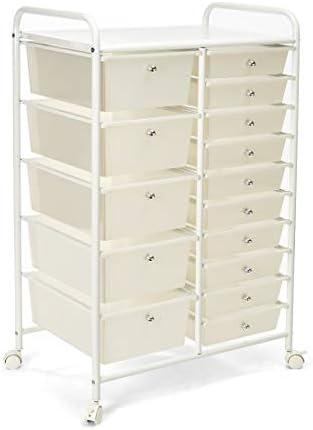 Seville Classics WEB580 Storage Cart, 15 Drawer, White