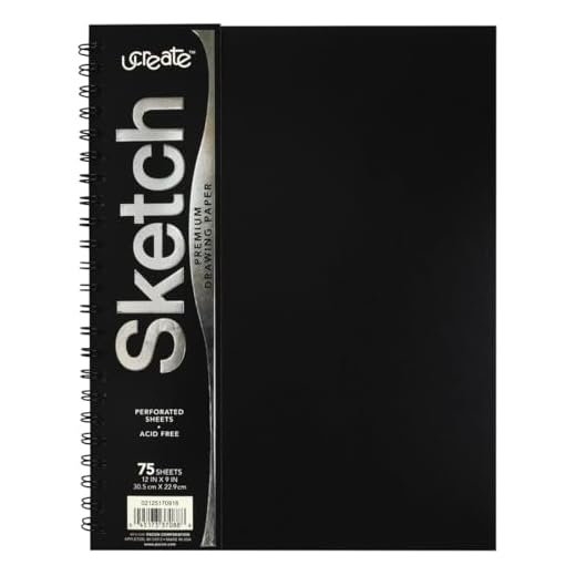 UCreate Poly Cover Sketch Book, Heavyweight, 9" x 12", Black, 75 Sheets