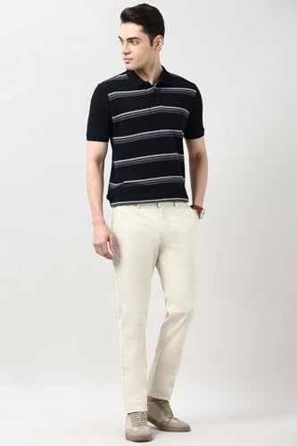 Image of Peter England Men's Cotton Breton Stripe Polo T-Shirt | Casual Wear | Modern Design